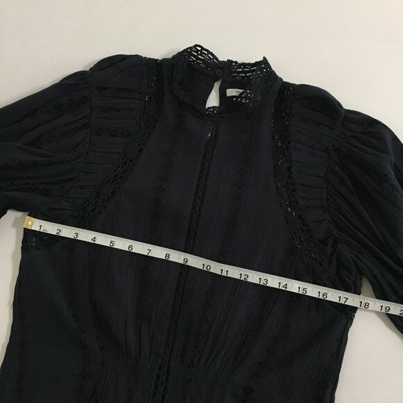 Isabel Marant Etoile Jassie Black Lacy Cotton Blouse Womens 36 FR / 4 US - Picture 14 of 16